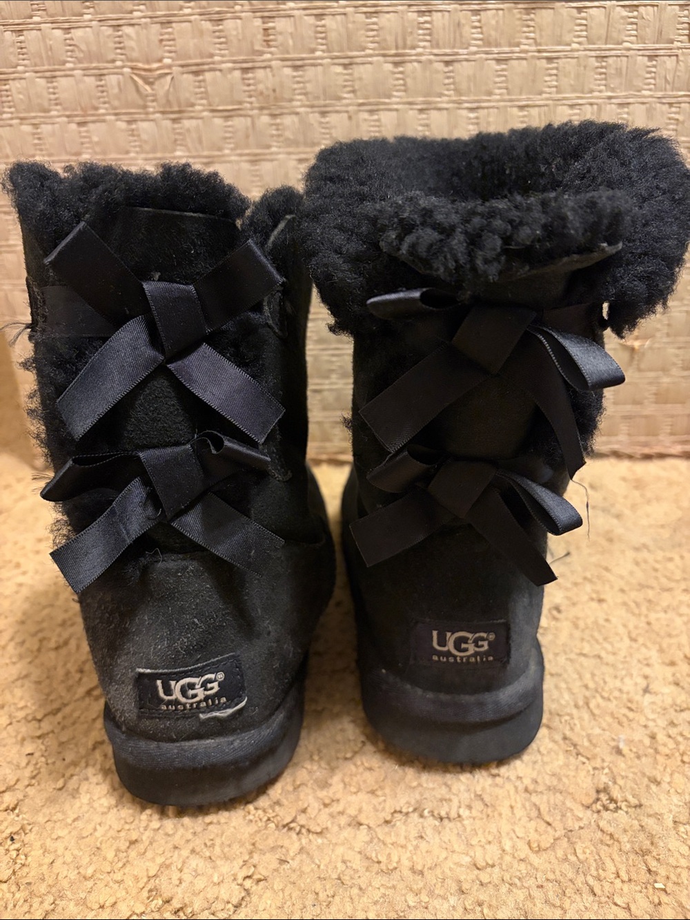 UGG Black Bailey Bow Short Sheepskin Boots
